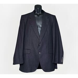 Daniel Hechter Men 46L Wool Blazer Sports Jacket Dark Gray Tweed‎ 2 Button Coat